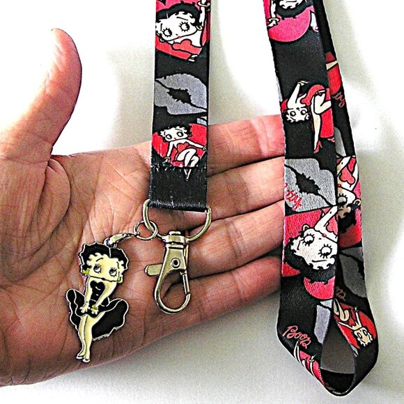Betty Boop Lanyard, Black And Red With Classic Betty Boop Charm NEW - Picture 2 of 3